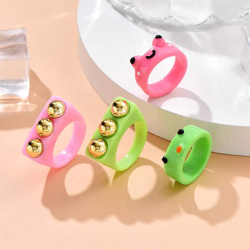 Fashion Simple Cartoon Frog Ring Europe and America Cross Border Summer New Cute Style Frog Acrylic Ring Femalepicture3