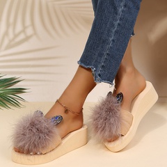 Frauen Neue Mode Türkei Feder Strass Sandalen Flache Schuhe
