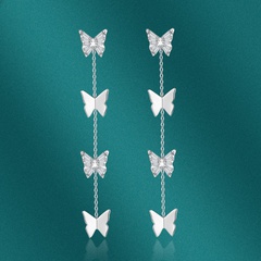 Fashion Simple Long Earrings Copper Butterfly Earrings