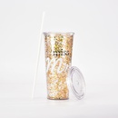 Neue 24 Unzen Doppel Kunststoff Gold Pailletten Kunststoff Tasse Wasser Tassepicture10