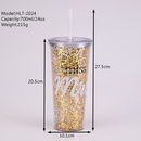 Neue 24 Unzen Doppel Kunststoff Gold Pailletten Kunststoff Tasse Wasser Tassepicture7