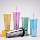 Neue 24 Unzen DoppelSchicht Kunststoff Tasse Pailletten Kreative Wasser Tassepicture9