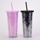 Neue 24 Unzen DoppelSchicht Kunststoff Tasse Pailletten Kreative Wasser Tassepicture8