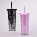 Neue 24 Unzen DoppelSchicht Kunststoff Tasse Pailletten Kreative Wasser Tassepicture7