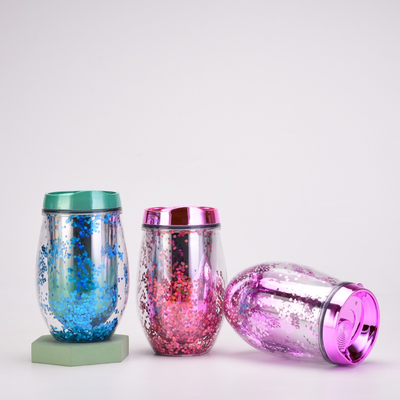 2022 neue 10 Unzen Doppel Acryl Pailletten Kreative Farbverlauf Tasse