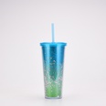 New Creative Double Plastic Straw Cup Gradient Color Large Capacity Cuppicture13