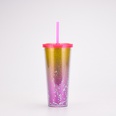 Nueva creativa copa de paja de plstico doble taza de gran capacidad de Color degradadopicture16