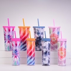 Neue Tie-Dye 24 Unzen bunte Doppel-Schicht Kunststoff Tasse
