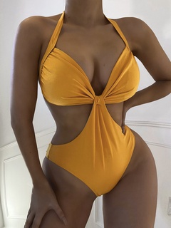 2022 nuevo Sexy Bikini de Color sólido centralizado traje de baño de una pieza
