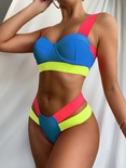 Traje de bao de moda de Color de contraste Bikini de mujer envuelto en alambre duropicture20