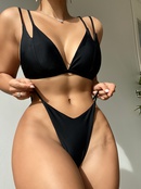 2022 neue Ankunft Split ZweiStck Badeanzug Schwarz Sexy Bikinipicture6