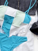 Nuevo traje de bao de Bikini dividido a la moda pequeo Color de rayas hundidas a juego Sexy delantalpicture10