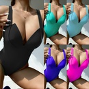 2022 nuevo traje de bao Bikini de una pieza Sexy Copa dura con cuello en V profundopicture11