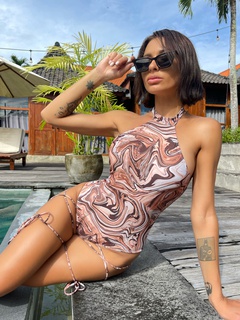 Fashion Conservative Tight Lace-up Women's One-Piece Swimsuit Wholesale
