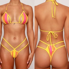 2022 nuevo estilo mujeres Bikini Sexy contraste Color espalda descubierta traje de baño dividido