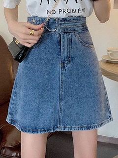 Fashion New High Waist Denim Skirt Short   Slimming Hip Skirt