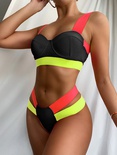 Traje de bao de moda de Color de contraste Bikini de mujer envuelto en alambre duropicture16