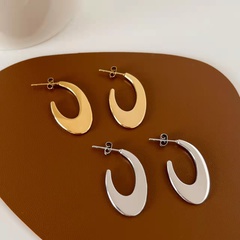 Simple C-shaped Stud Earrings for Women Irregular Stainless Steel Moon Earrings