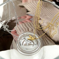 Simple Letter Stainless Steel Double Layer Necklace