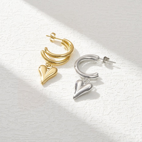 simple heart-shaped Pendant titanium Steel Earrings's discount tags