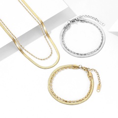 fashion snake bone chain double-layer stainless steel necklace