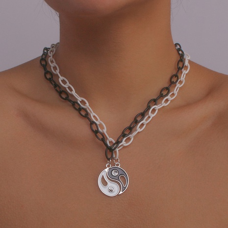 simple Style Asymmetric Dripping Oil Tai Chi Necklace's discount tags