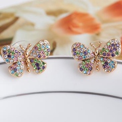New Butterfly shape inlaid color rhinestone alloy stud earrings