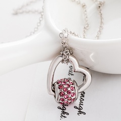 fashion hollow heart inlaid rhinestone pendant necklace