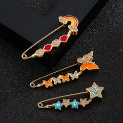 Copper Micro Zircon Devil's Eye Brooch Cute Pin Fashion Business Suit Corsage
