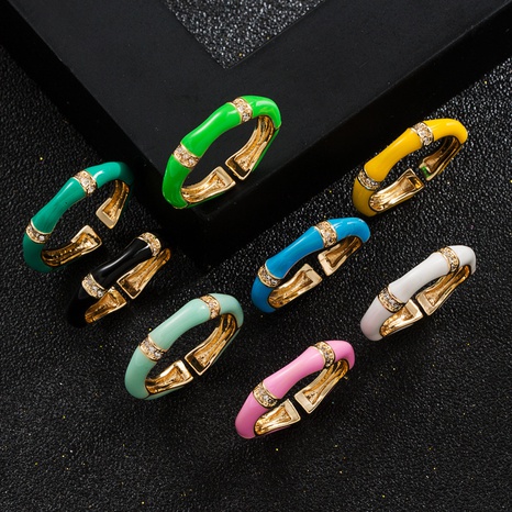 Copper Micro Inlaid Zircon Rainbow Color Geometric Ring's discount tags