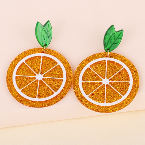 Pendientes largos de limón con figura de alto perfil naranja acrílico's discount tags