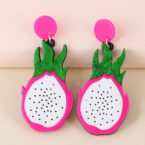 Pitaya Acrylic Acetate Earrings Exaggerated Long Fruit Ear Studs's discount tags