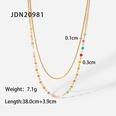 Fashion Colorful Stone Beads 18K Gold Stainless Steel Ball Bead Snake Chain Double Layer Titanium Steel Necklacepicture13