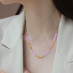 Mode Neue 18K Gold-Überzogene Lila Titan Stahl Kreuz Kette Edelstahl Halskette