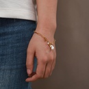 Fashion 18K Gold Plated Star Pearl Tassel Pendant Cross Chain Stainless Steel Bracelet Womenpicture10