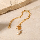 Fashion 18K Gold Plated Star Pearl Tassel Pendant Cross Chain Stainless Steel Bracelet Womenpicture8
