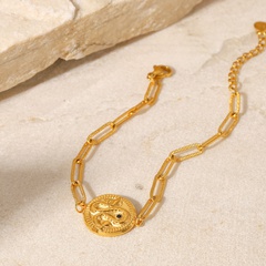 Fashion Snake-Shaped Embossed Round Brand Cross Chain 18K Gold Stainless Steel Bracelet