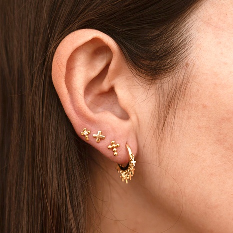 Simple style croix gland oreille boucle boucles d'oreilles en cuivre's discount tags
