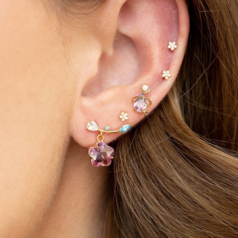 Pink Star Ear Studs fine copper gold-plated ear studs's discount tags