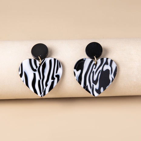 simple Zebra Print Black White Heart Geometric Leopard Spots Acrylic Earrings's discount tags