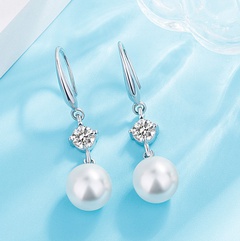 Fashion simple style square rhinestone Pearl pendant Earrings