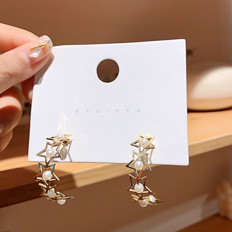 Fashion Simple Pentagram Pearl Stud Earrings Heart-Shaped Earrings's discount tags
