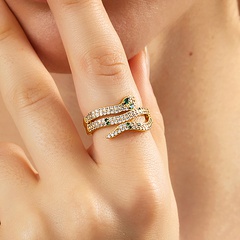 Mode Retro Kupfer Intarsien Farbe Zirkonium Kupfer Galvani 18K Gold Schlange Ring