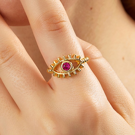 Fashion Retro Copper Electroplated 18K Gold Zircon Eyes Ring's discount tags