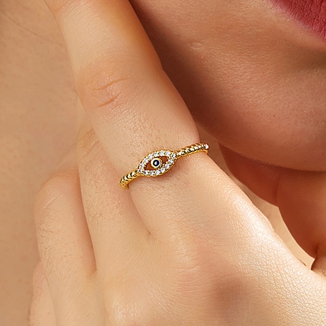 Mode Einfache Kupfer Galvani 18K Gold Zirkon Auge Ring's discount tags
