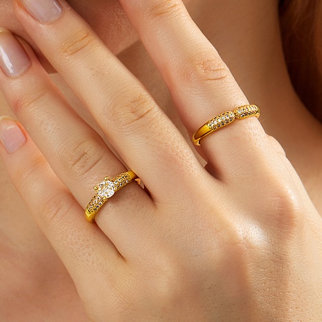 Mode Einfache Kupfer Galvani 18K Gold Zirkon Geometrische Offenen Ring's discount tags