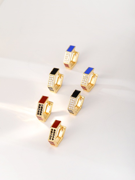 Creative Fashion Colorful Rectangle Drip Oil Zircon Inlay Earrings Ear Clip's discount tags