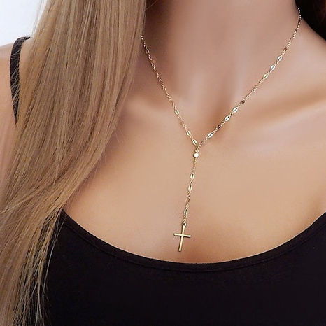 Exaggerated Cross alloy chain Pendant Clavicle Necklace's discount tags