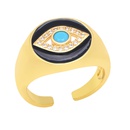 Fashion Oil Dripping Devils Eye Opening Copper 18K Goldplated Zircon Ringpicture11