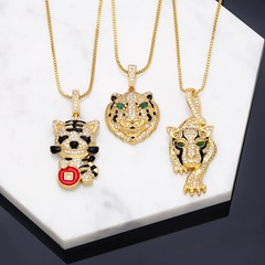 New Oil Dripping Tiger Copper 18K Gold-plated Necklace